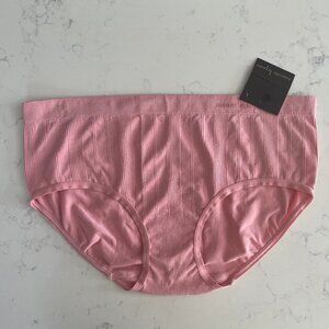 nanette lepore Nylon Spandex Ribbed Hipster Panties Bubble Gum Pink Sz L NWT